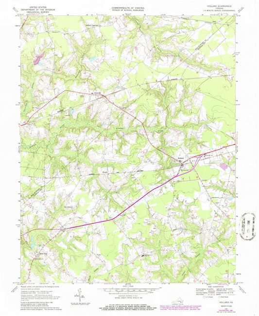 Classic USGS Holland Virginia 7.5'x7.5' Topo Map Image