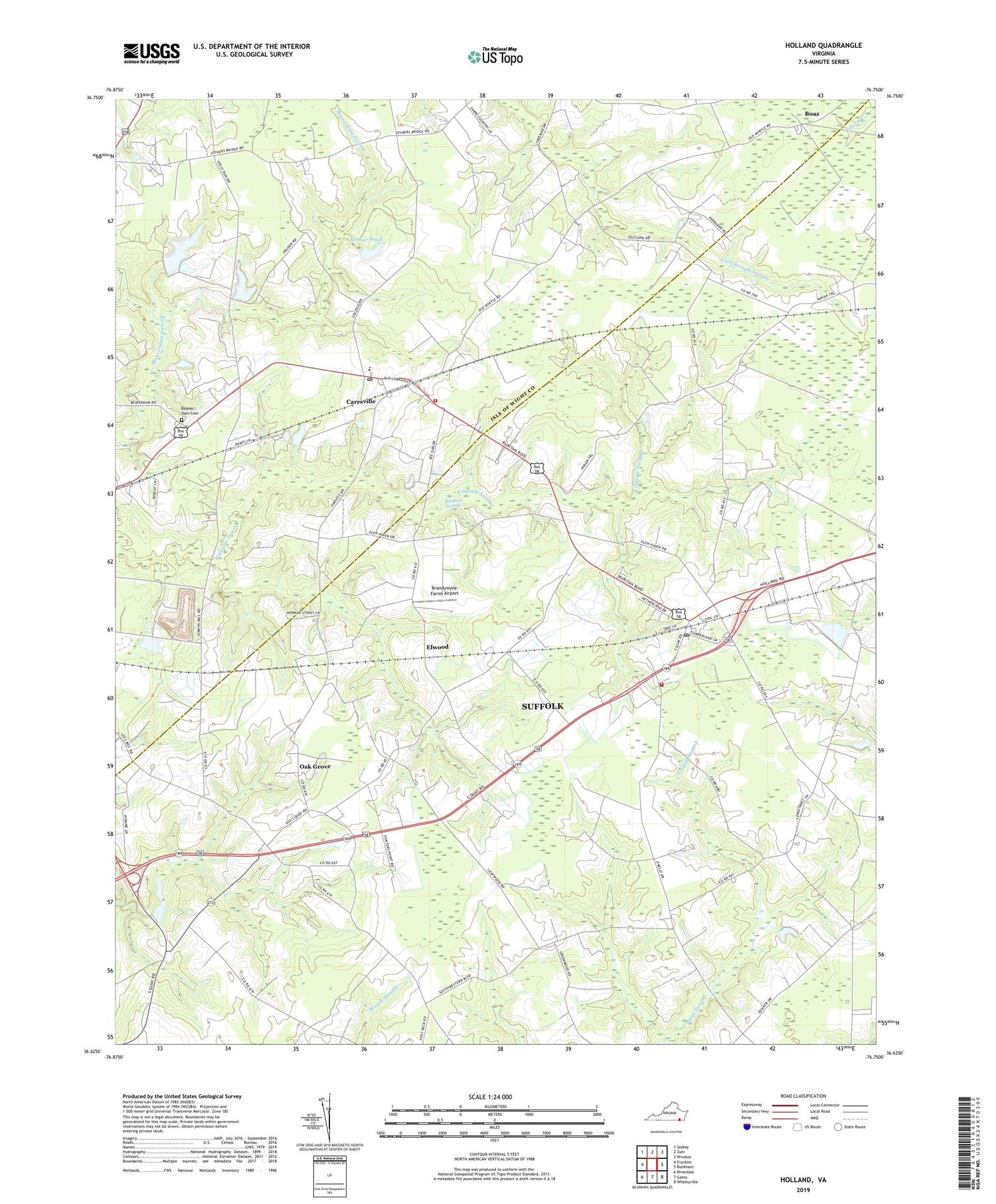 Holland Virginia US Topo Map Image