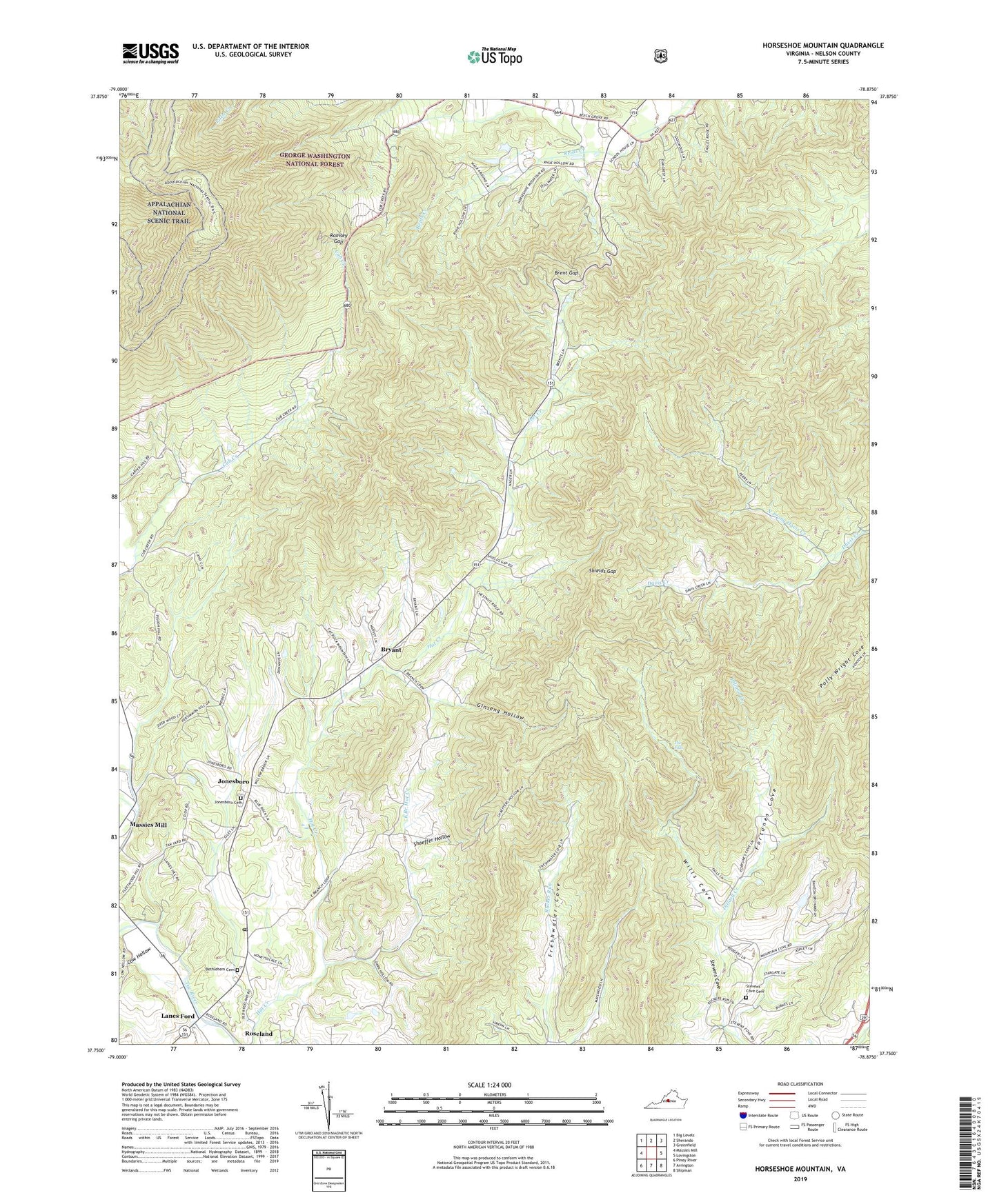 Horseshoe Mountain Virginia US Topo Map Image