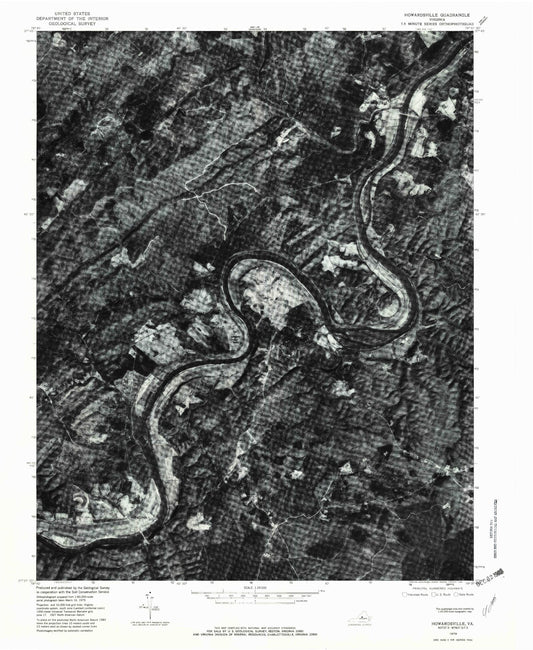 Classic USGS Howardsville Virginia 7.5'x7.5' Topo Map Image