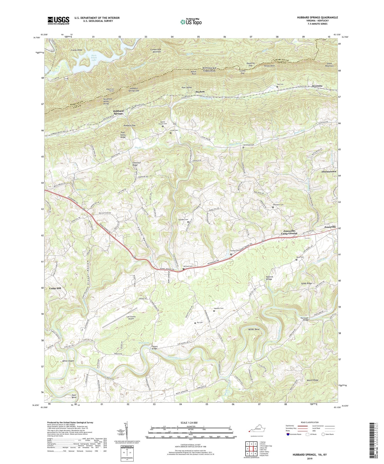Hubbard Springs Virginia US Topo Map Image