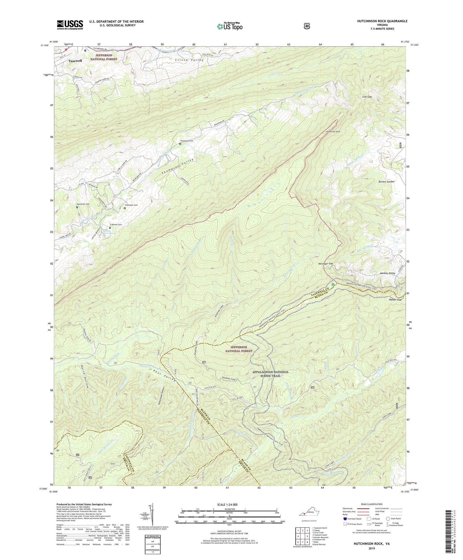 Hutchinson Rock Virginia US Topo Map Image