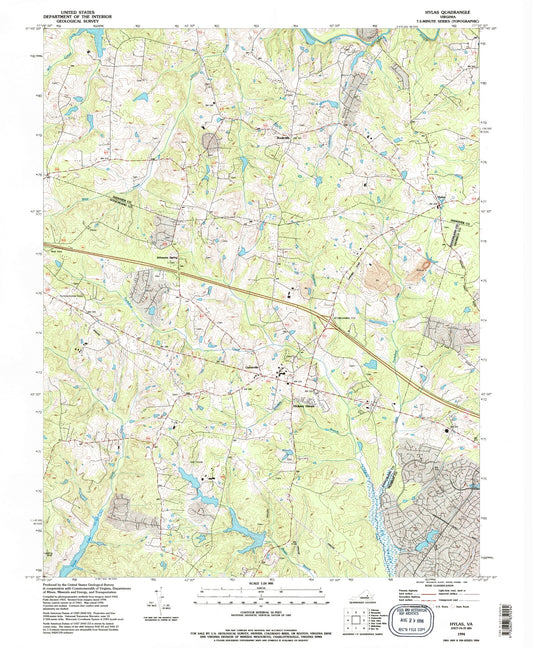 Classic USGS Hylas Virginia 7.5'x7.5' Topo Map Image