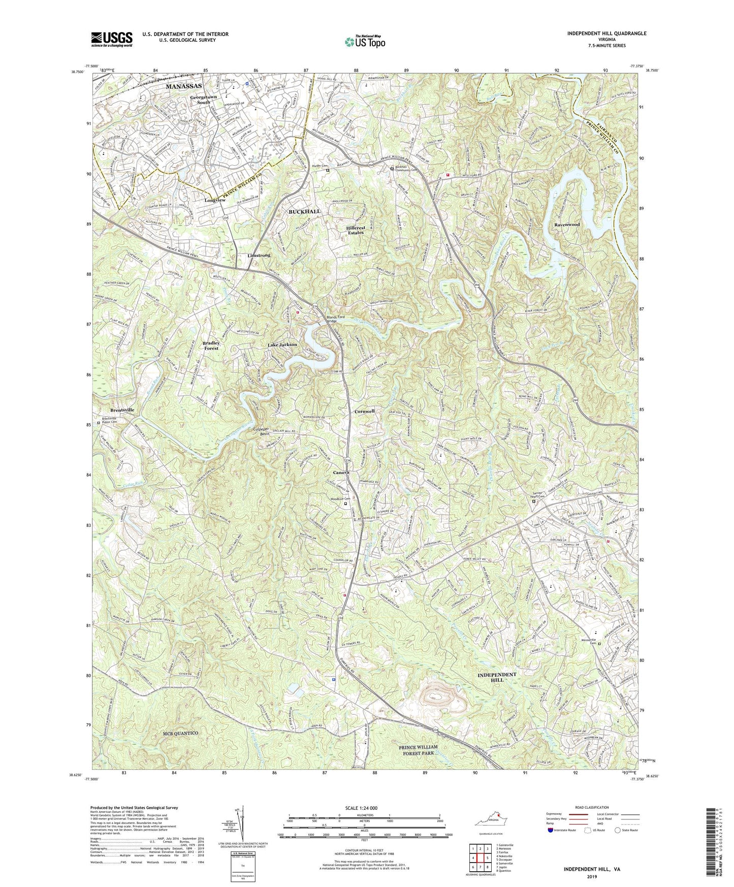 Independent Hill Virginia US Topo Map Image