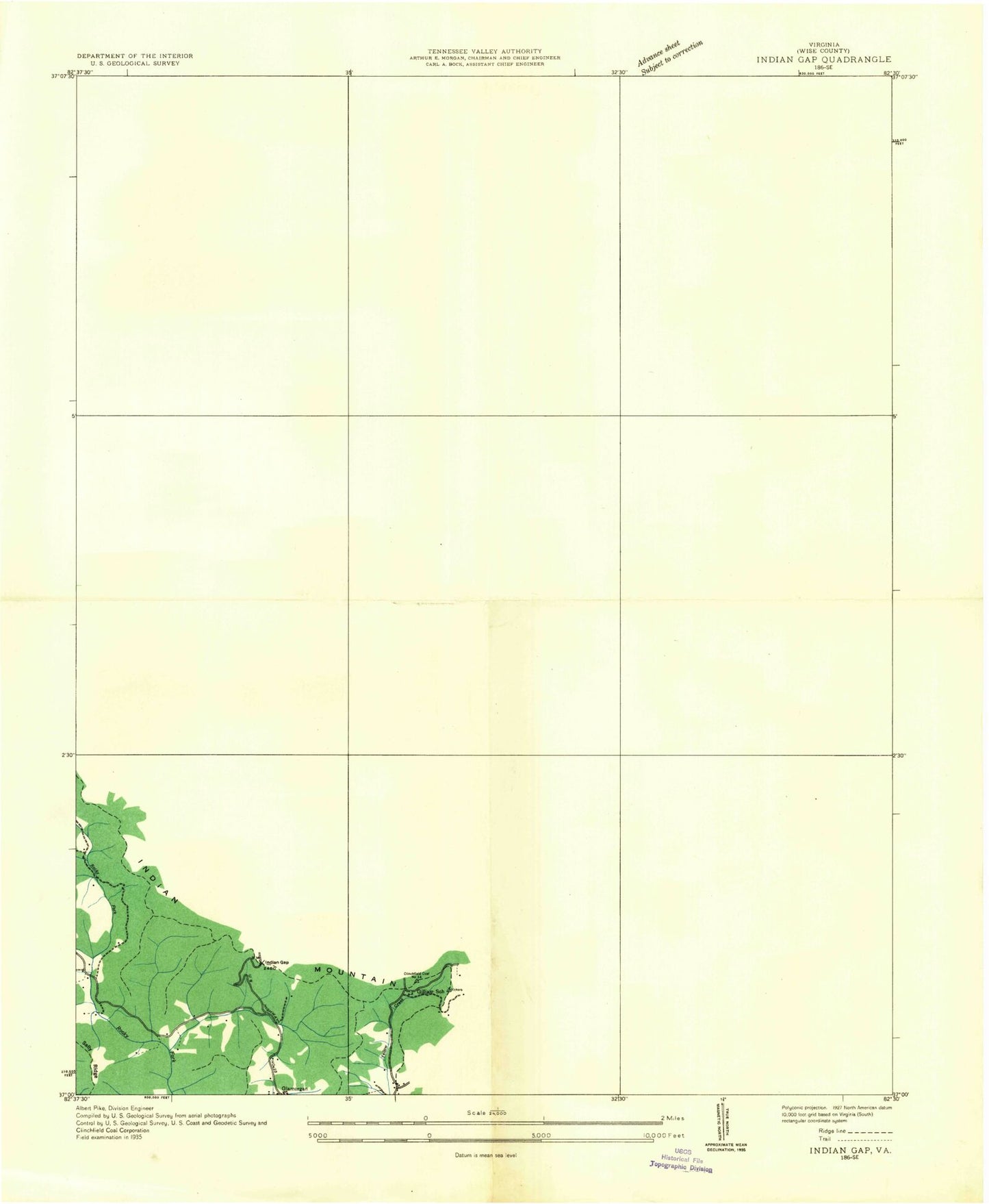 Classic USGS Pound Virginia 7.5'x7.5' Topo Map Image