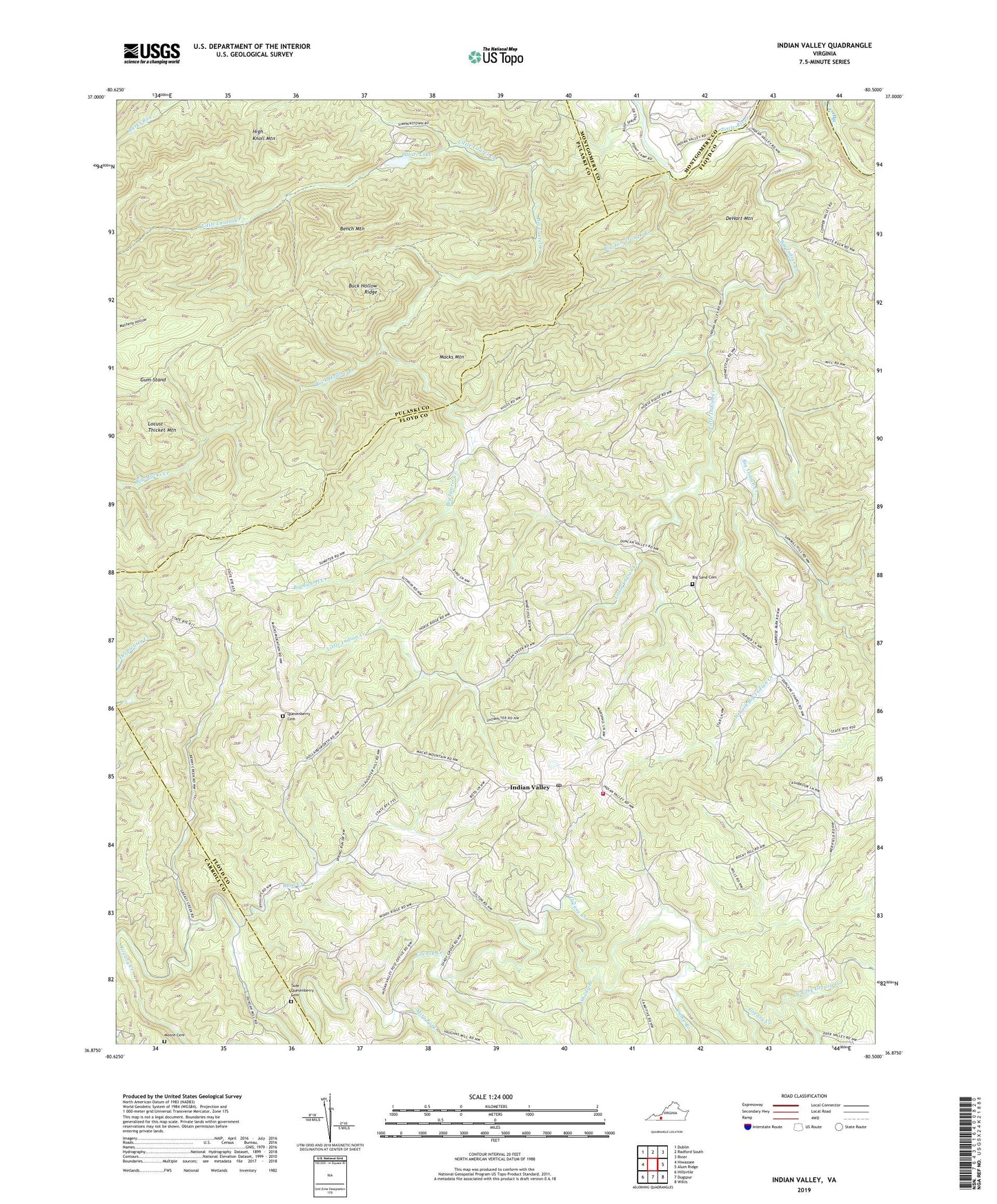 Indian Valley Virginia US Topo Map Image