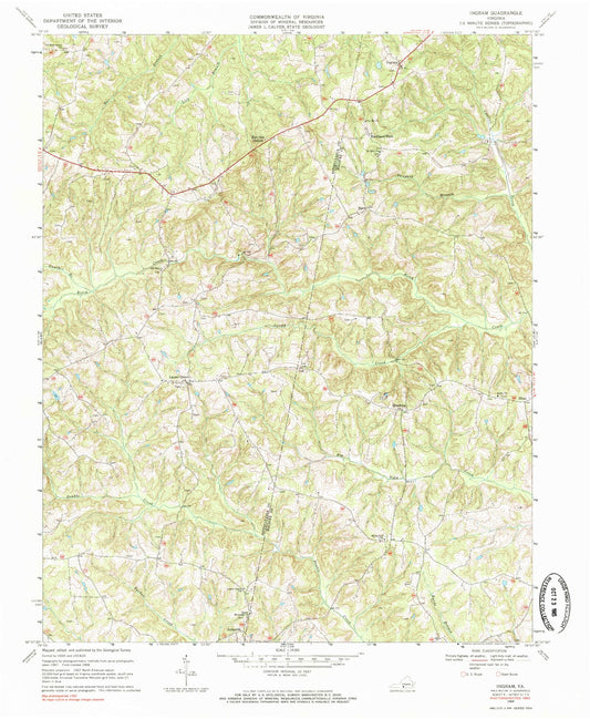 Classic USGS Ingram Virginia 7.5'x7.5' Topo Map Image