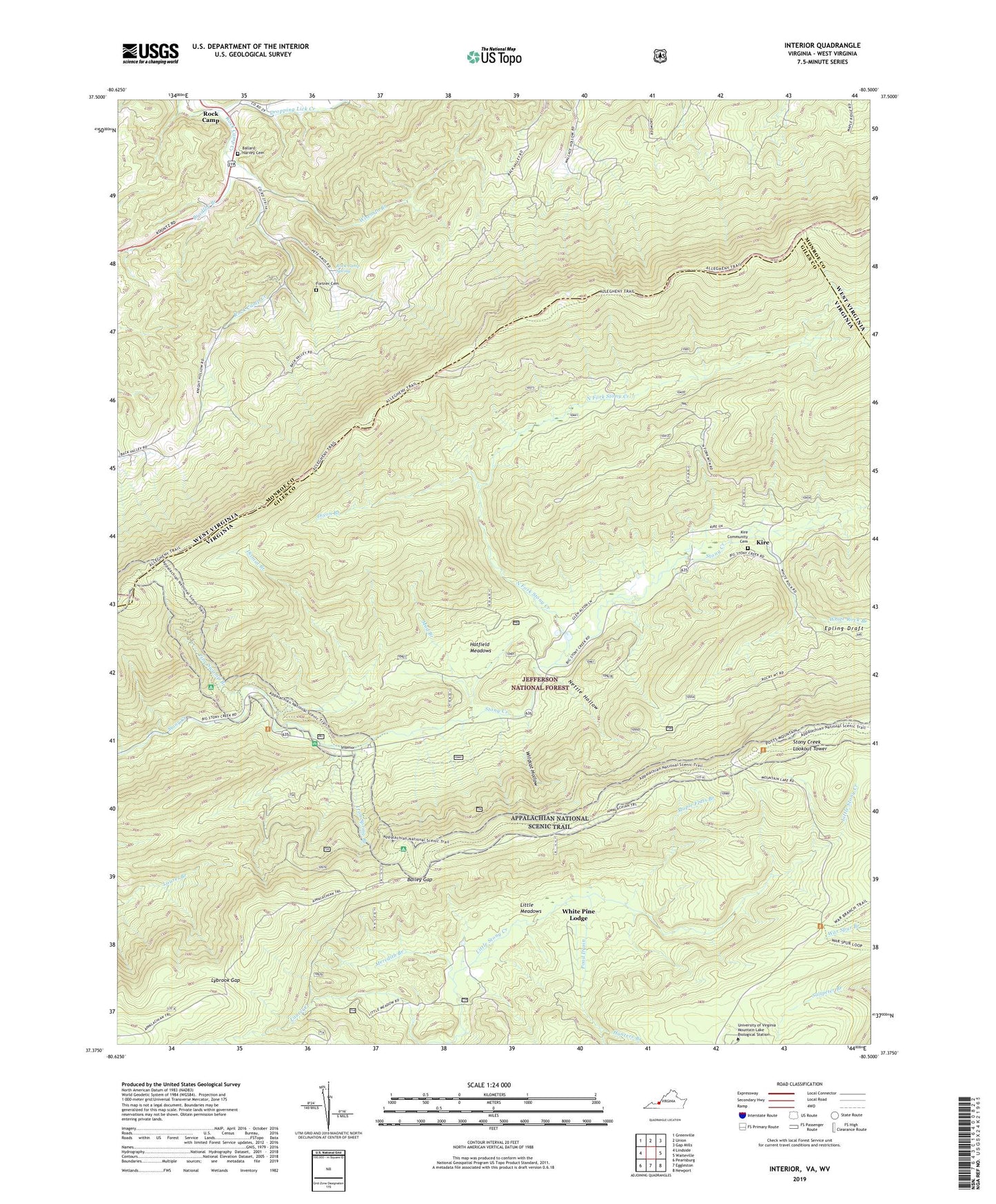 Interior Virginia US Topo Map Image