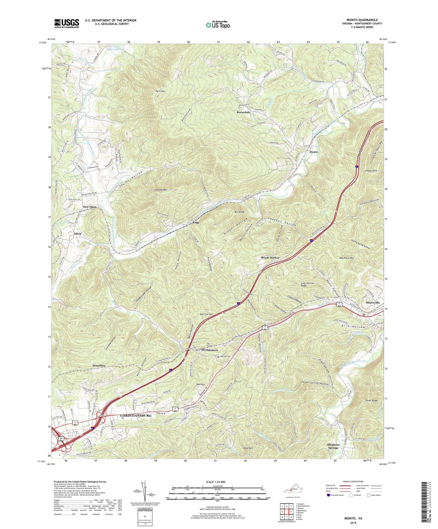 Ironto Virginia US Topo Map Image