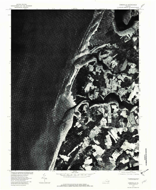 Classic USGS Jamesville Virginia 7.5'x7.5' Topo Map Image