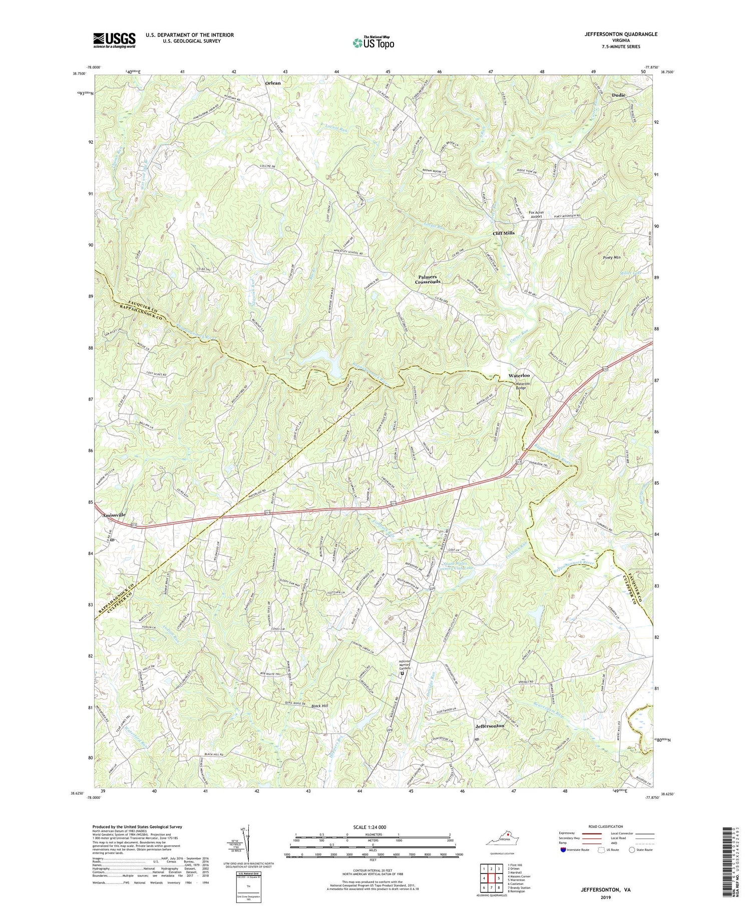 Jeffersonton Virginia US Topo Map Image