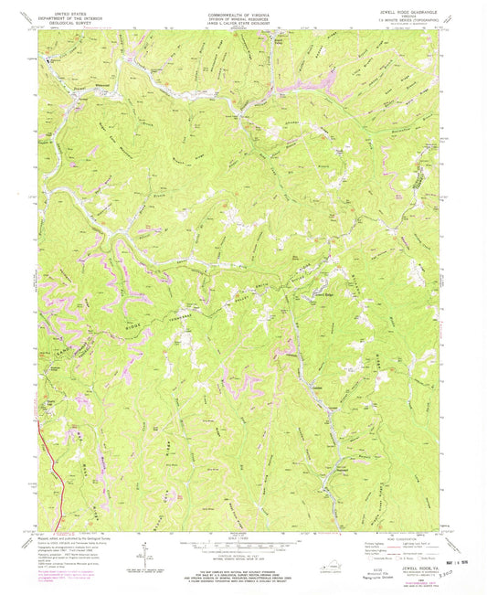 Classic USGS Jewell Ridge Virginia 7.5'x7.5' Topo Map Image