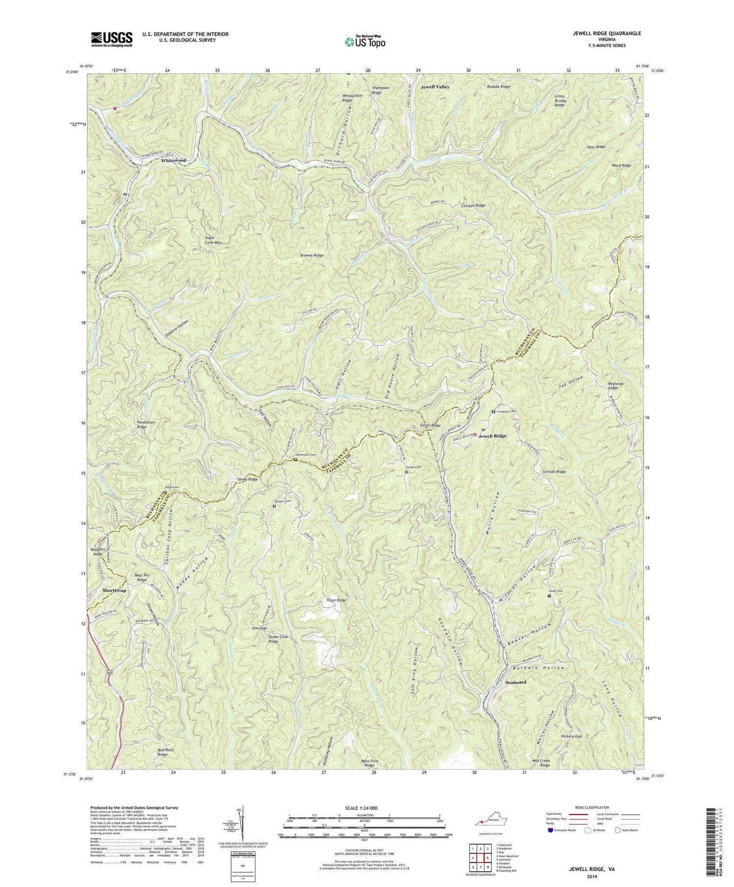 Jewell Ridge Virginia US Topo Map Image