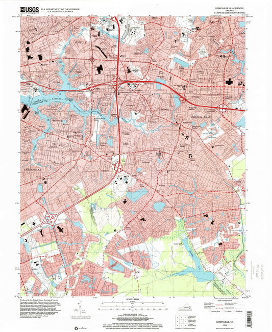 Classic USGS Kempsville Virginia 7.5'x7.5' Topo Map Image