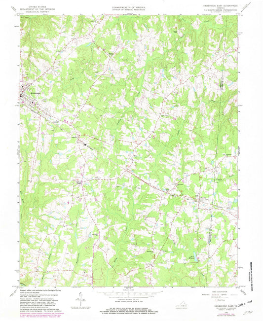 Classic USGS Kenbridge East Virginia 7.5'x7.5' Topo Map Image