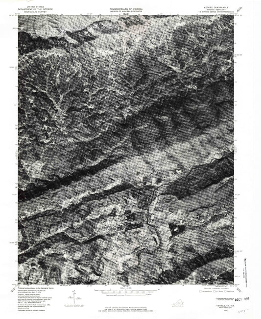 Classic USGS Keokee Virginia 7.5'x7.5' Topo Map Image