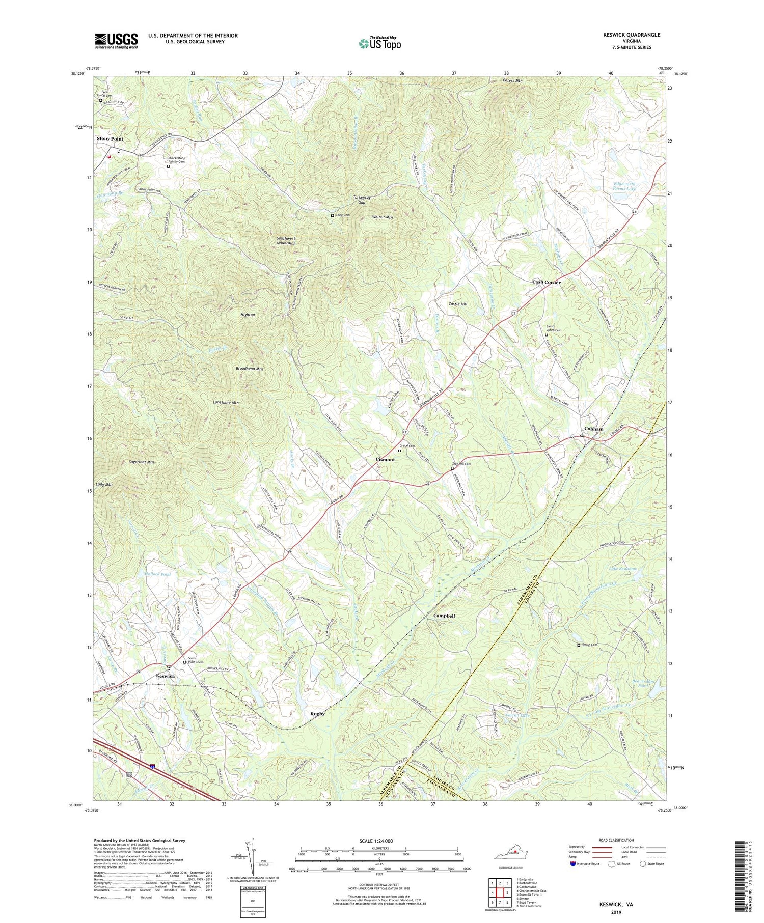 Keswick Virginia US Topo Map Image
