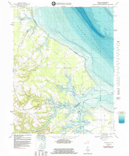 Classic USGS Kinsale Virginia 7.5'x7.5' Topo Map Image