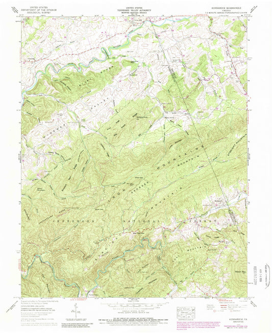 Classic USGS Konnarock Virginia 7.5'x7.5' Topo Map Image