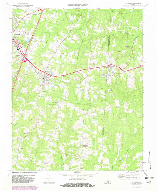 Classic USGS La Crosse Virginia 7.5'x7.5' Topo Map Image