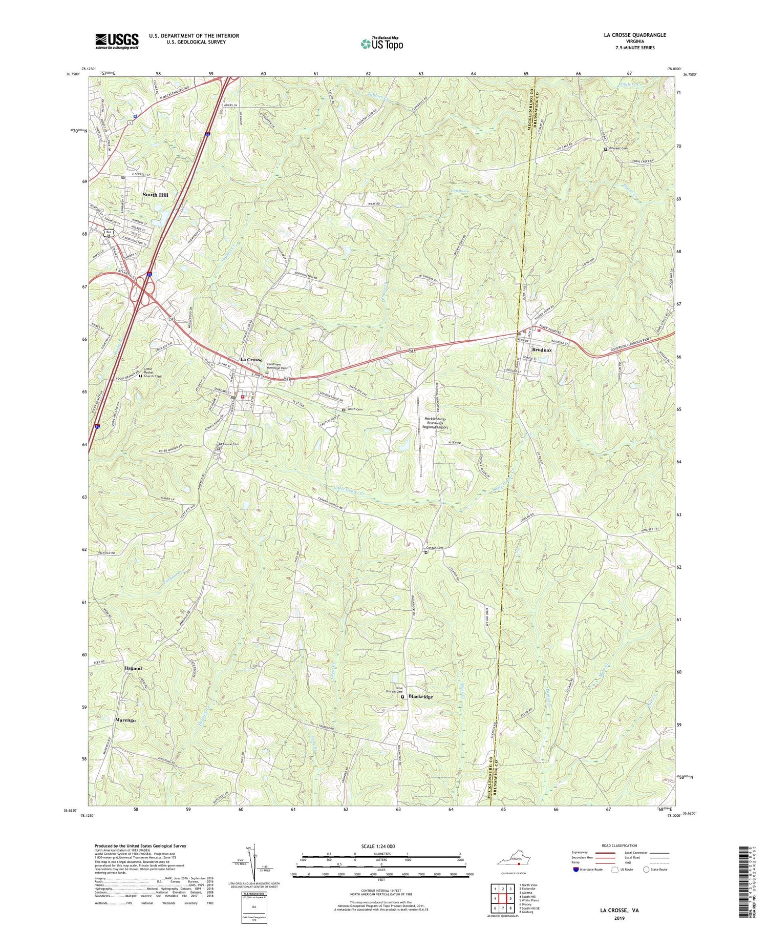 La Crosse Virginia US Topo Map Image