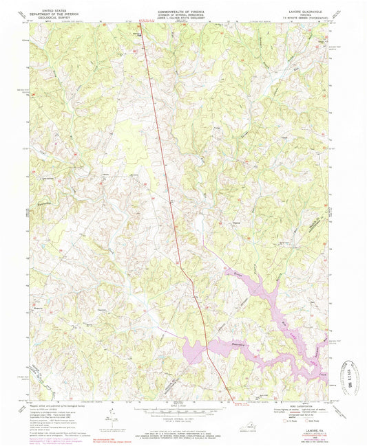 Classic USGS Lahore Virginia 7.5'x7.5' Topo Map Image