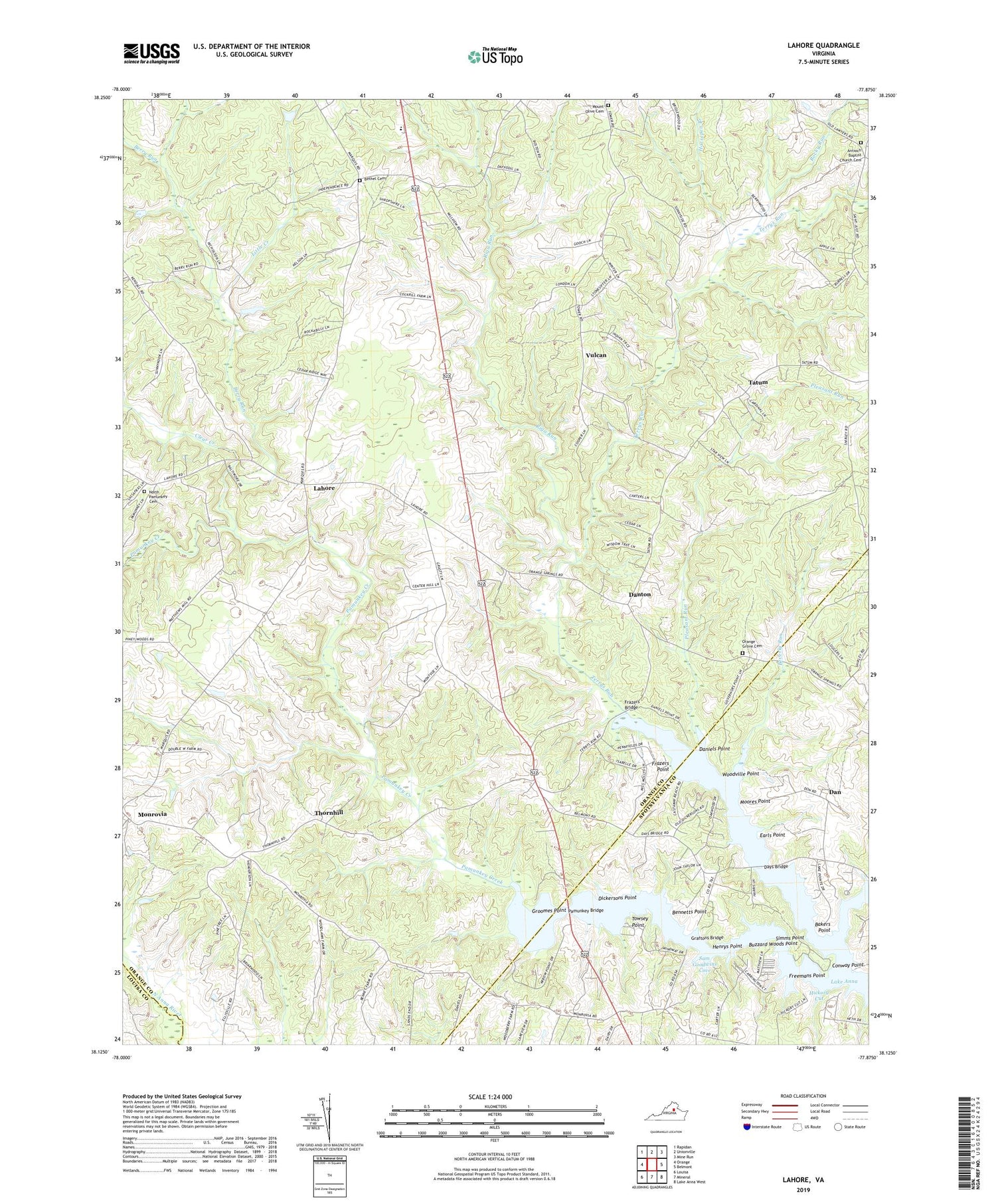 Lahore Virginia US Topo Map Image