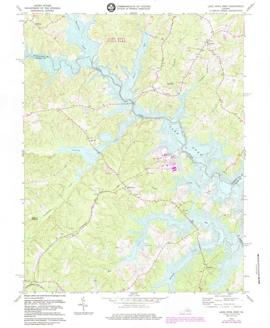 Classic USGS Lake Anna West Virginia 7.5'x7.5' Topo Map Image