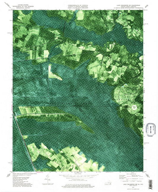 Classic USGS Lake Drummond SE Virginia 7.5'x7.5' Topo Map Image