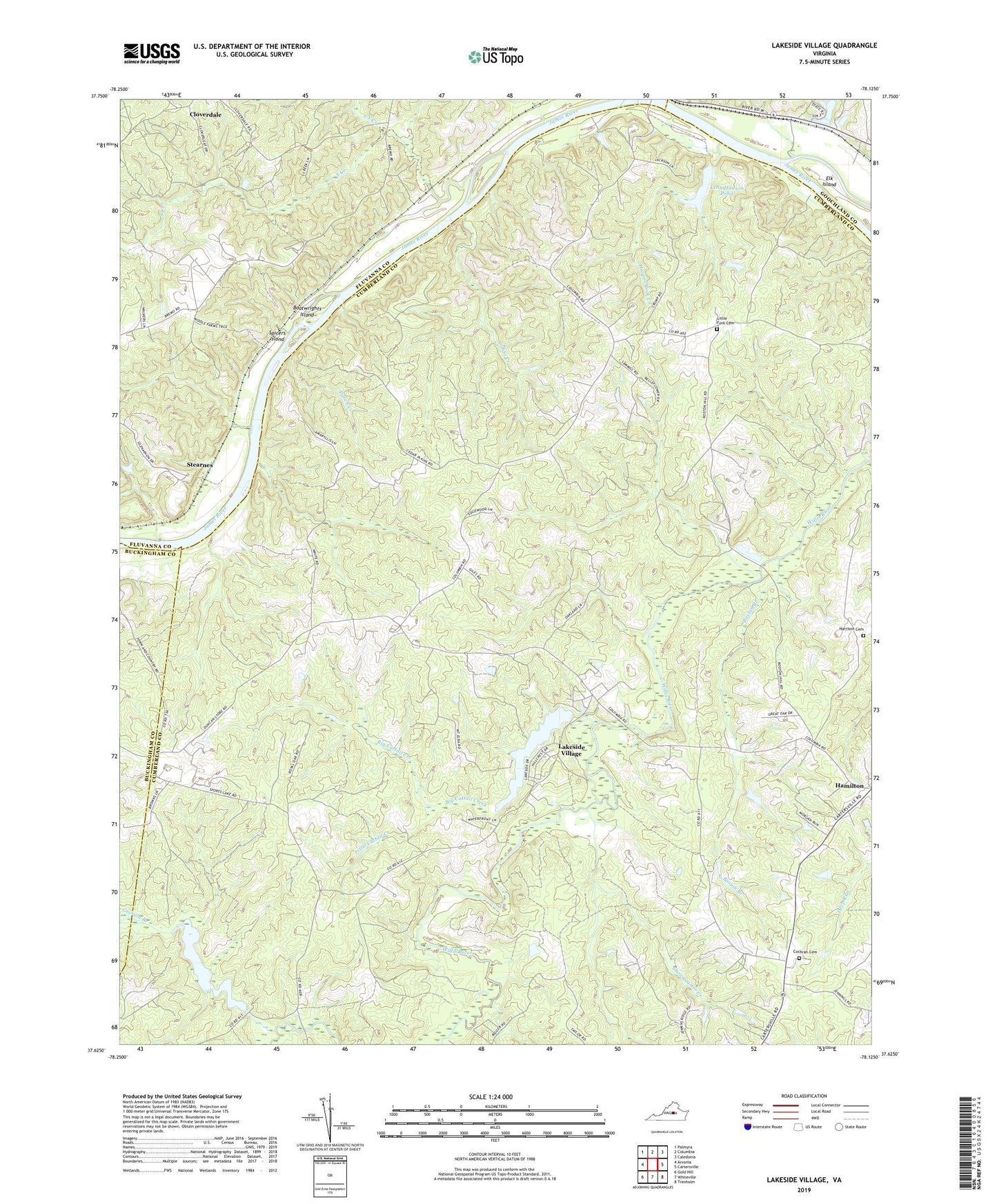Lakeside Village Virginia US Topo Map Image