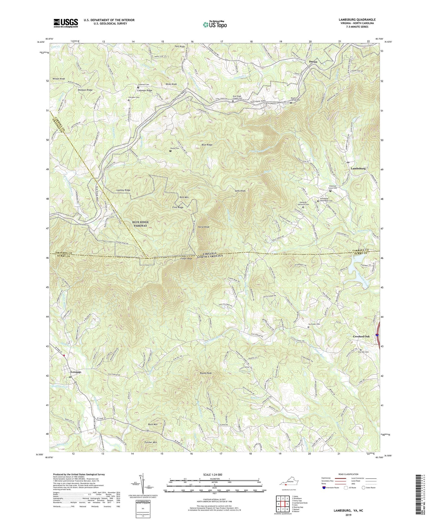 Lambsburg Virginia US Topo Map Image