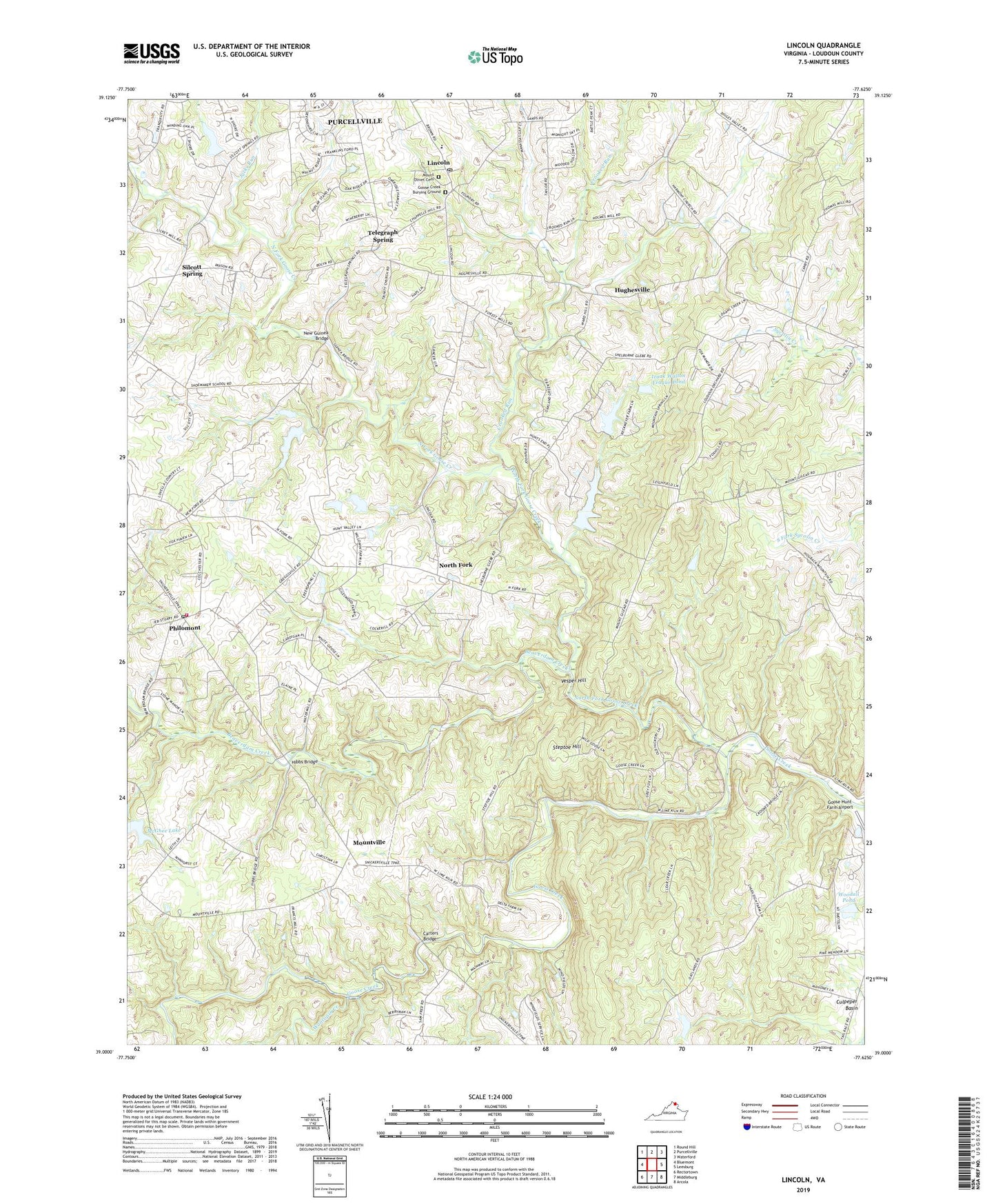 Lincoln Virginia US Topo Map Image