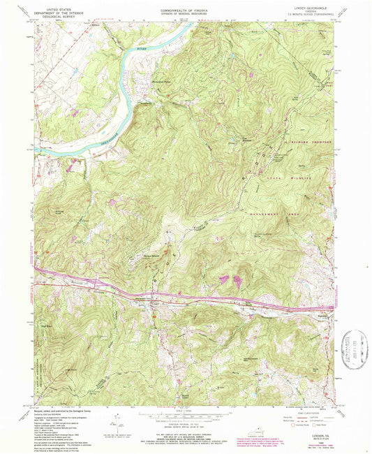 USGS Classic Linden Virginia 7.5'x7.5' Topo Map Image