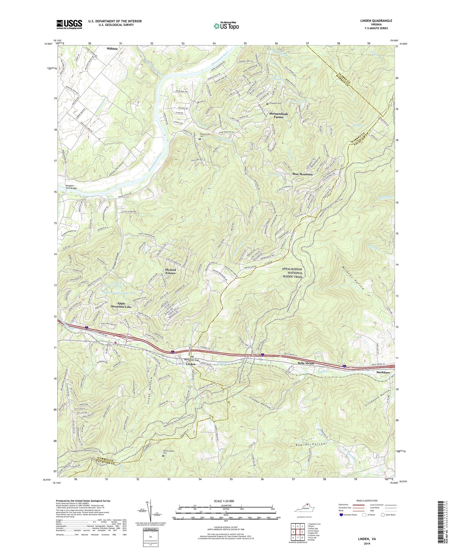 Linden Virginia US Topo Map Image