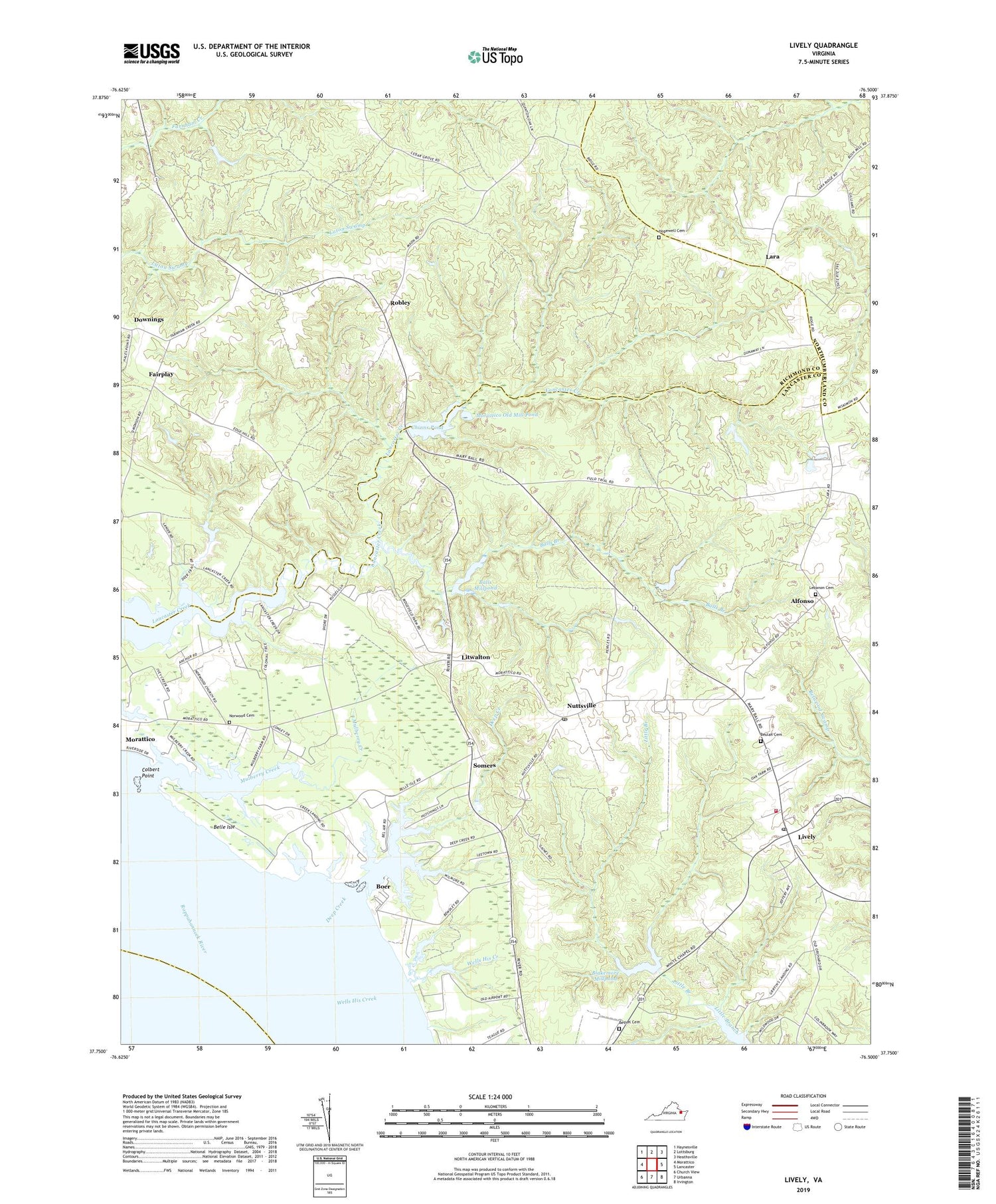 Lively Virginia US Topo Map Image
