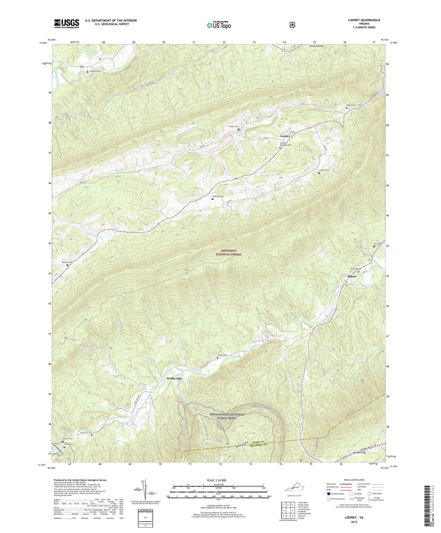 Looney Virginia US Topo Map Image