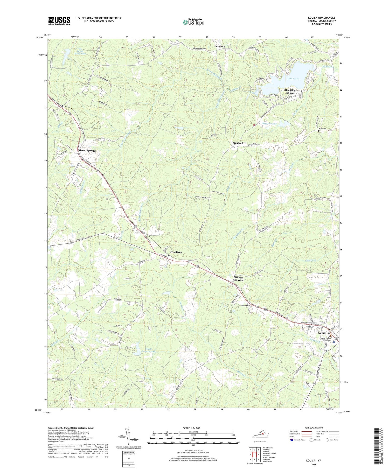 Louisa Virginia US Topo Map Image