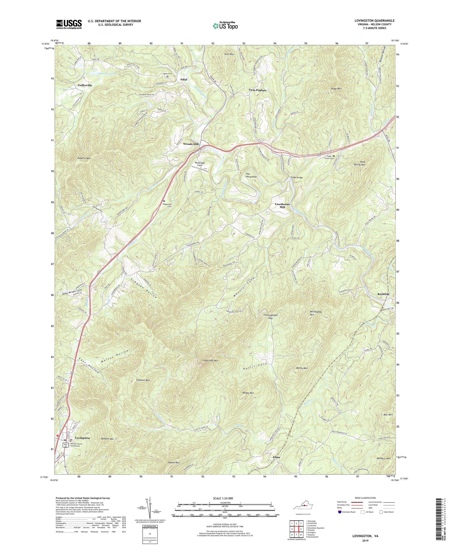 Lovingston Virginia US Topo Map Image