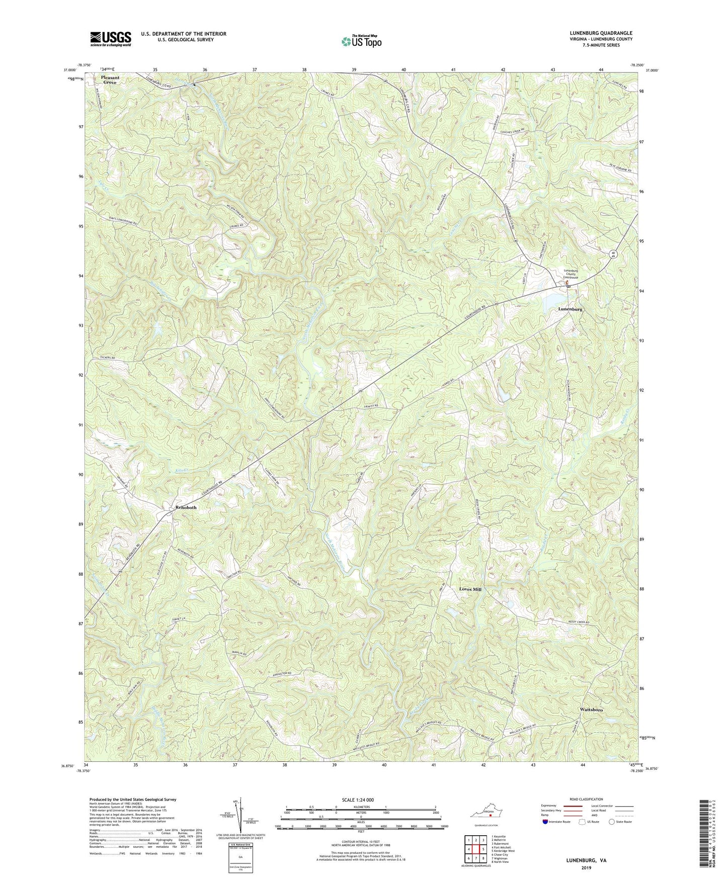 Lunenburg Virginia US Topo Map Image