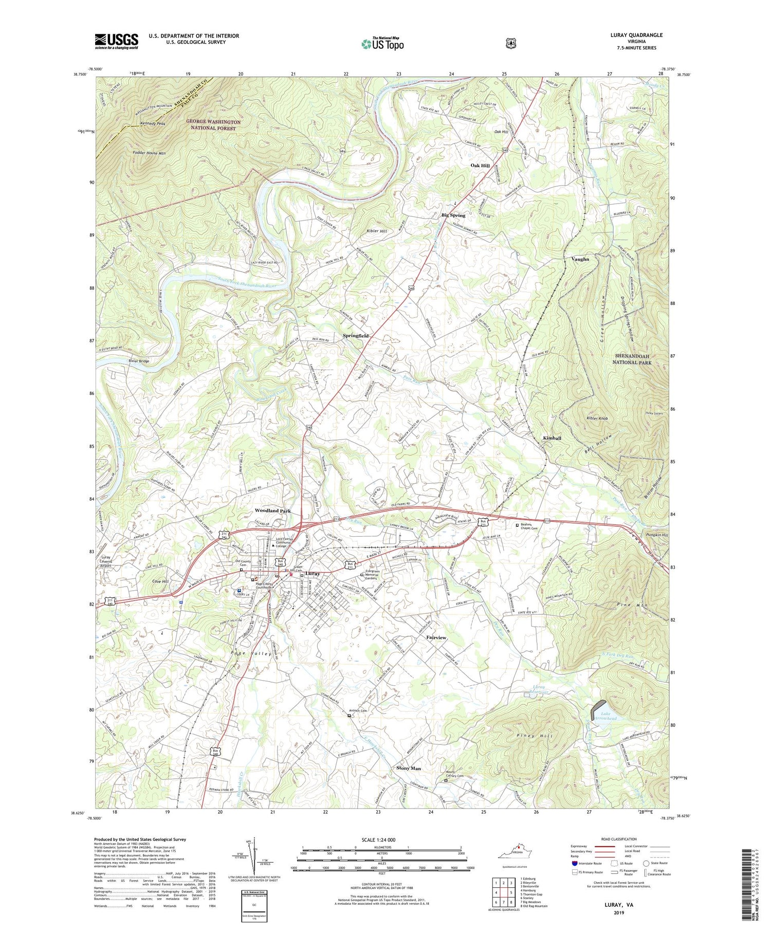 Luray Virginia US Topo Map Image