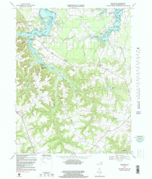 Classic USGS Machodoc Virginia 7.5'x7.5' Topo Map Image