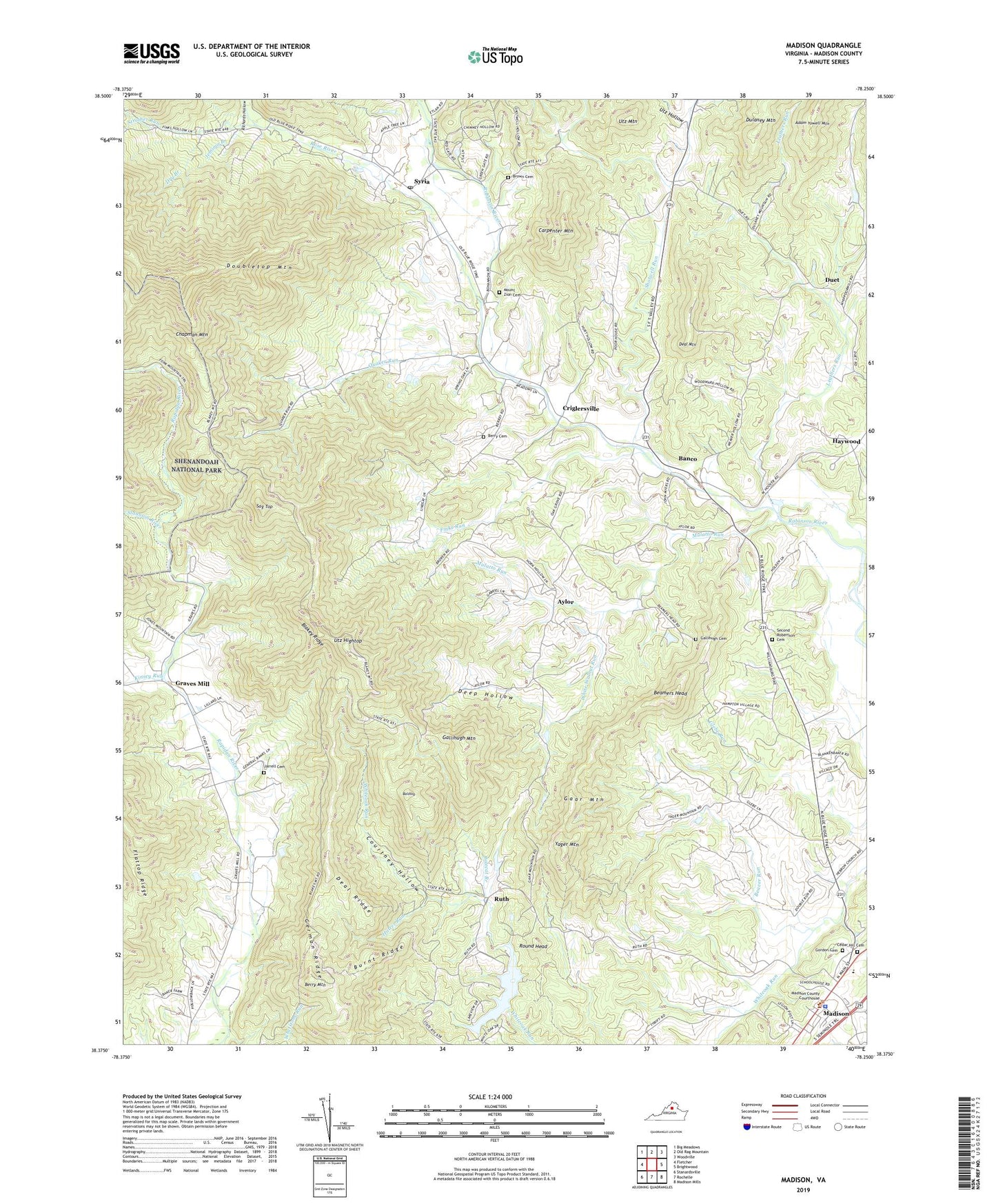 Madison Virginia US Topo Map Image