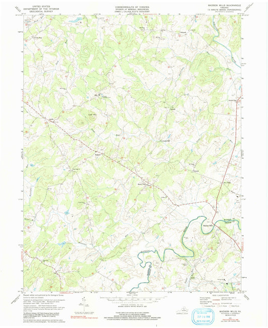 Classic USGS Madison Mills Virginia 7.5'x7.5' Topo Map Image
