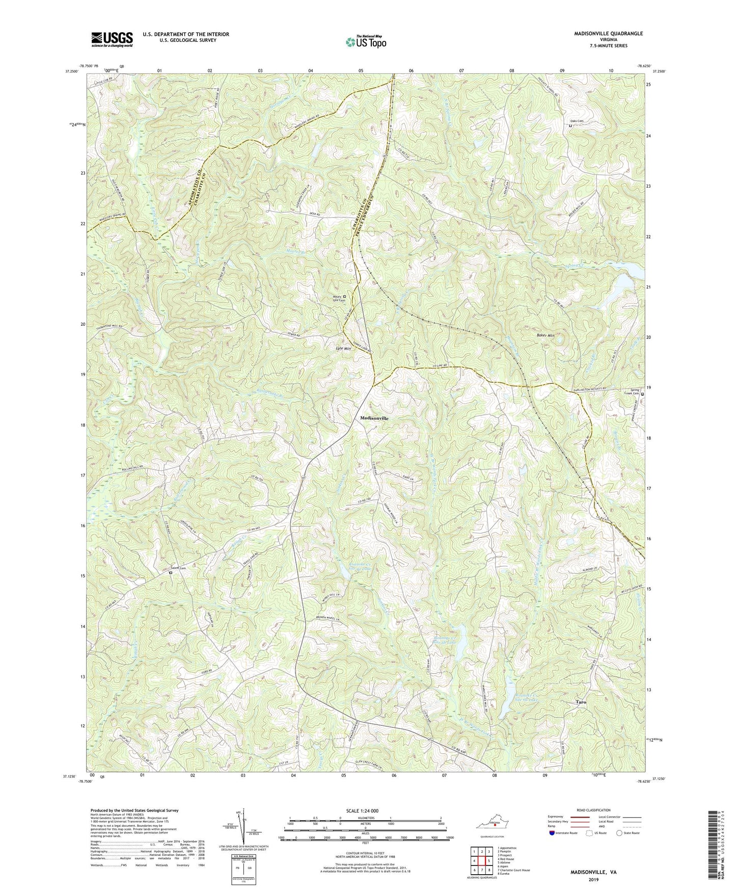 Madisonville Virginia US Topo Map Image