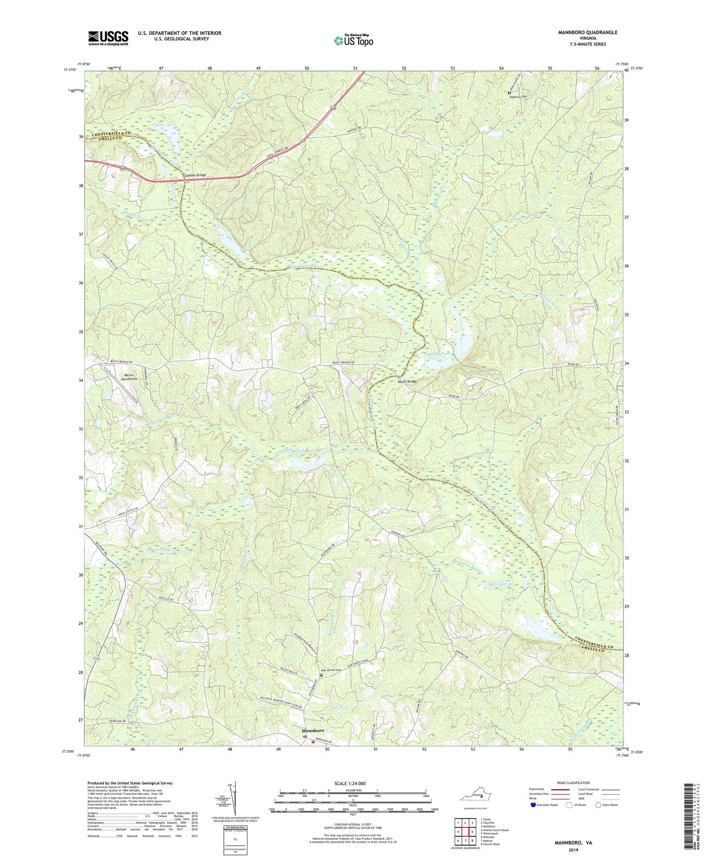 Mannboro Virginia US Topo Map Image