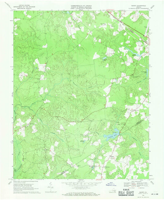 Classic USGS Manry Virginia 7.5'x7.5' Topo Map Image