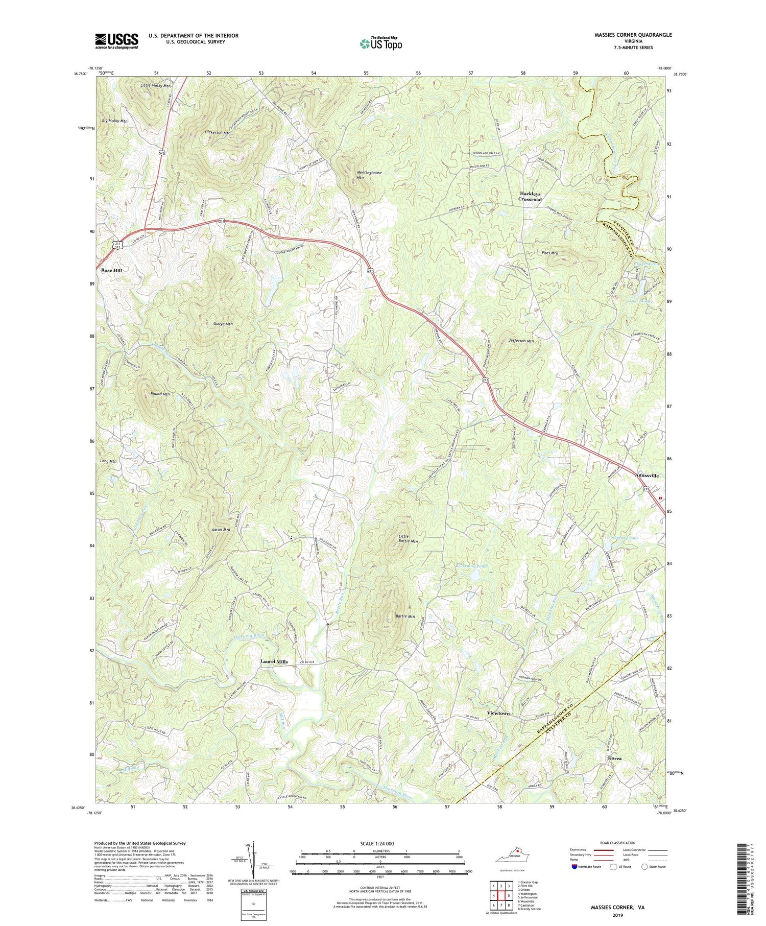 Massies Corner Virginia US Topo Map Image