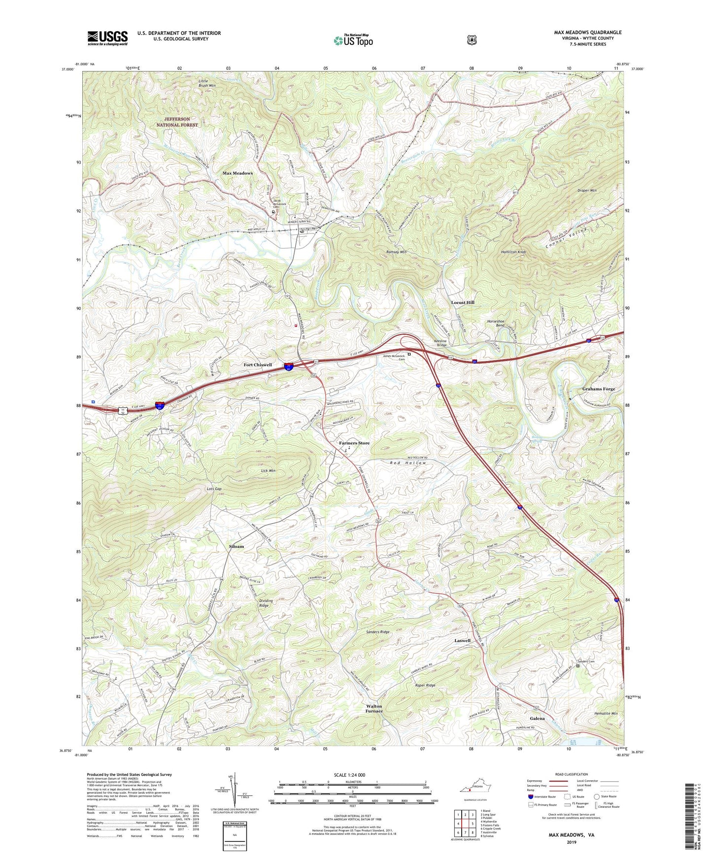 Max Meadows Virginia US Topo Map Image