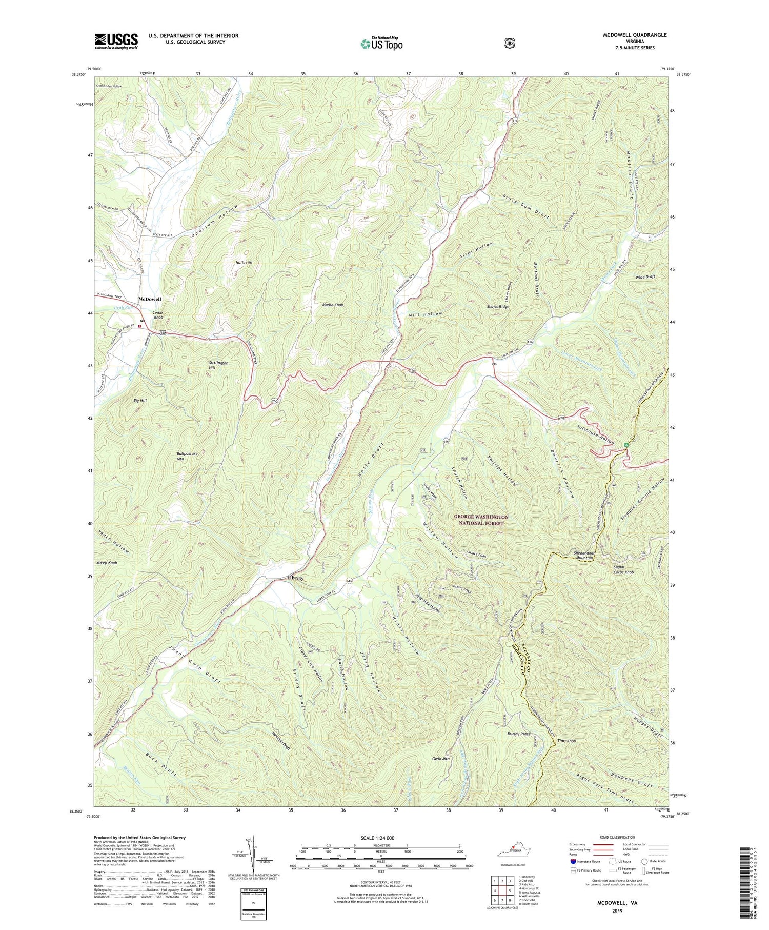 McDowell Virginia US Topo Map Image