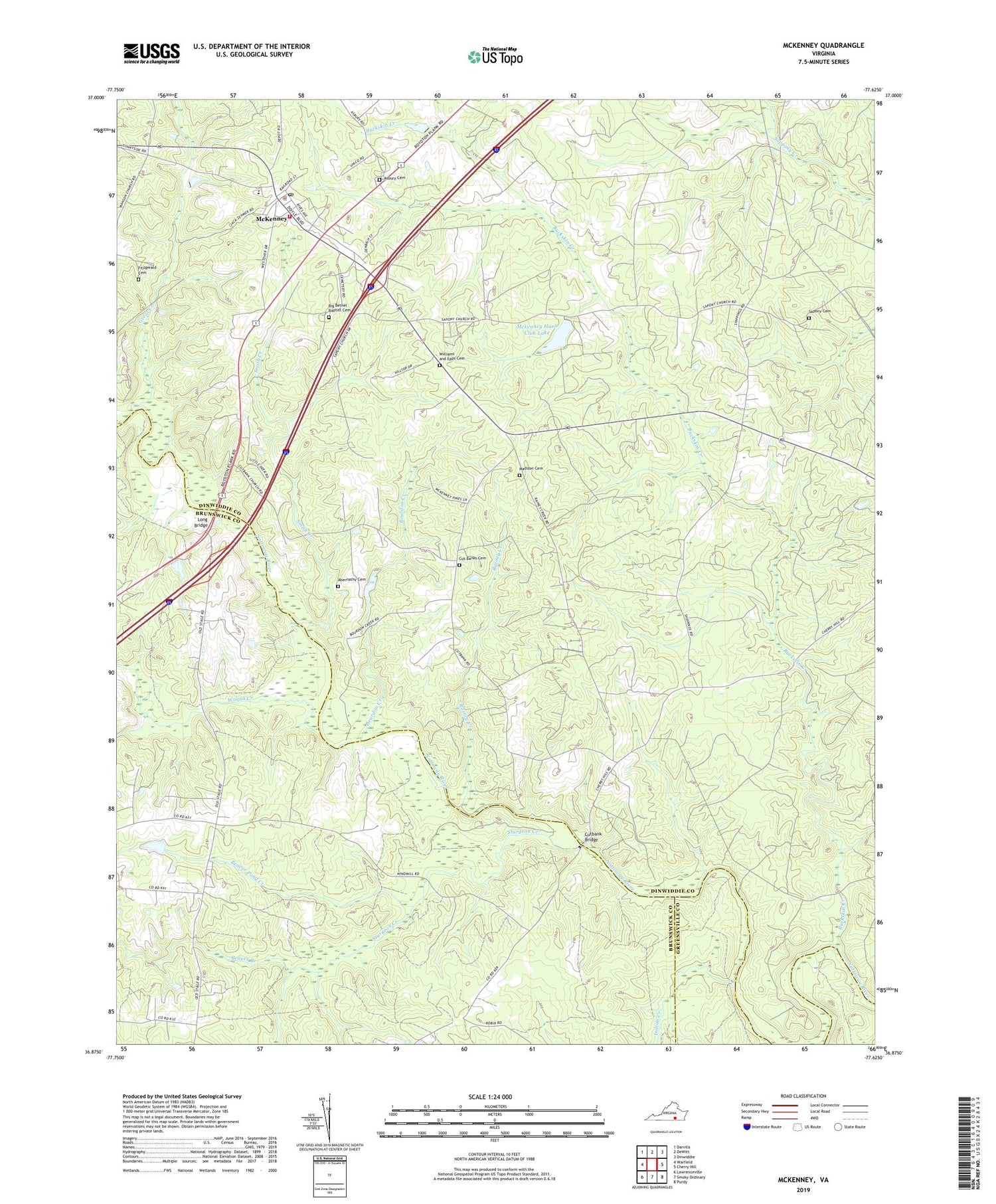 McKenney Virginia US Topo Map Image